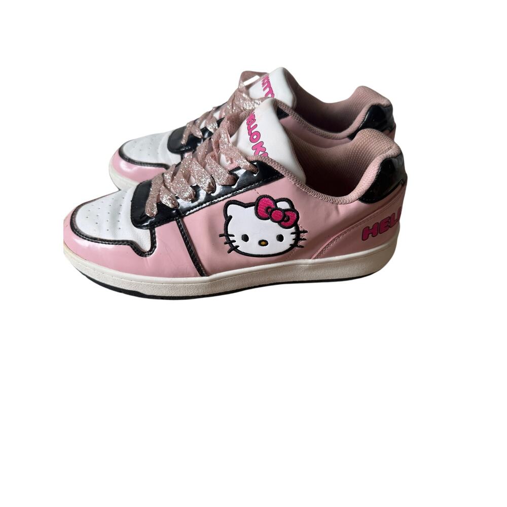Hello Kitty by Sanrio Pink White Casual Court Lace Up Sneakers Size 10 Women's